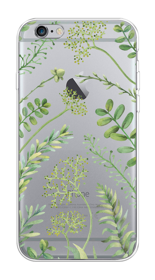 

Чехол на Apple iPhone 6/6S "Green Leaves", Зеленый;прозрачный, 0104S50-1