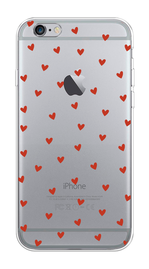 

Чехол на Apple iPhone 6/6S "Red hearts", Красный;прозрачный, 0104S50-1