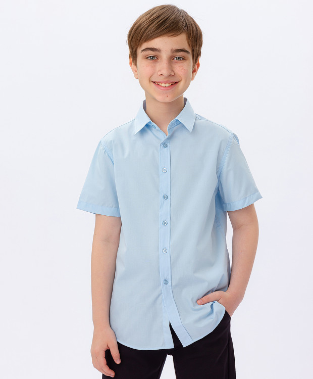 Рубашка с коротким рукавом голубая Button Blue (170)