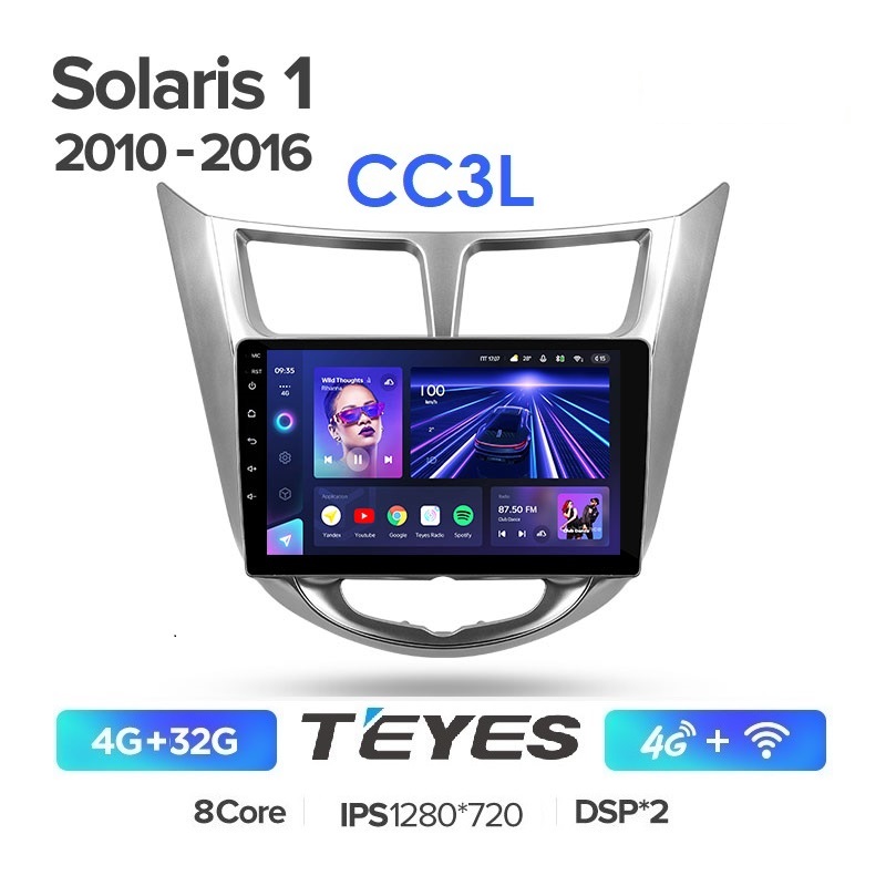 Автомобильная магнитола Teyes CC3L 4/32Гб Hyundai Solaris 1 2010-2016 ANDROID