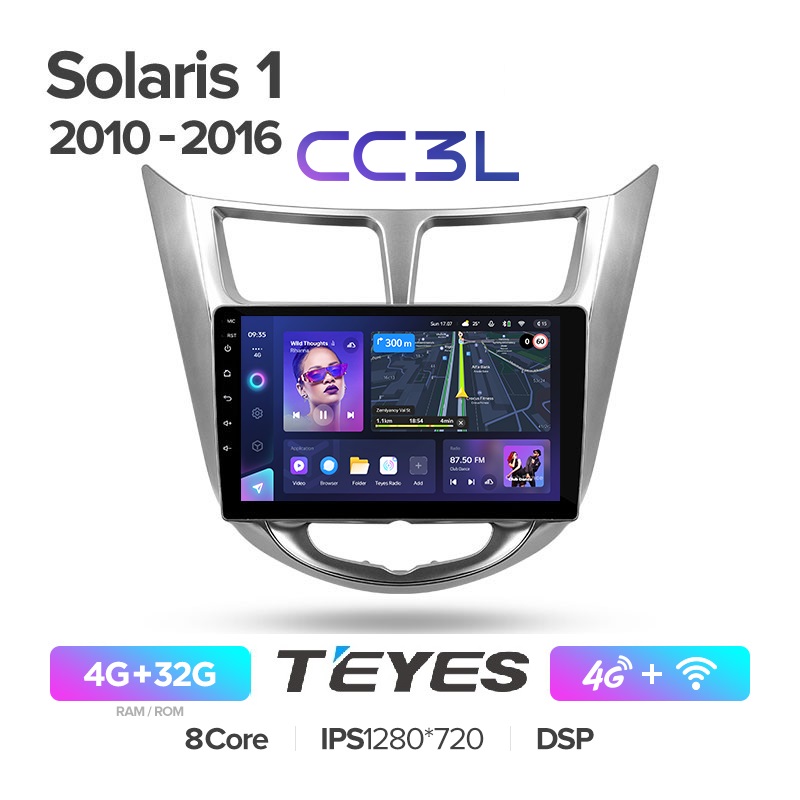 

Автомобильная магнитола Teyes CC3L 4/32Гб Hyundai Solaris 1 2010-2016 ANDROID, Hyundai Solaris 1 2010-2016 CC3L