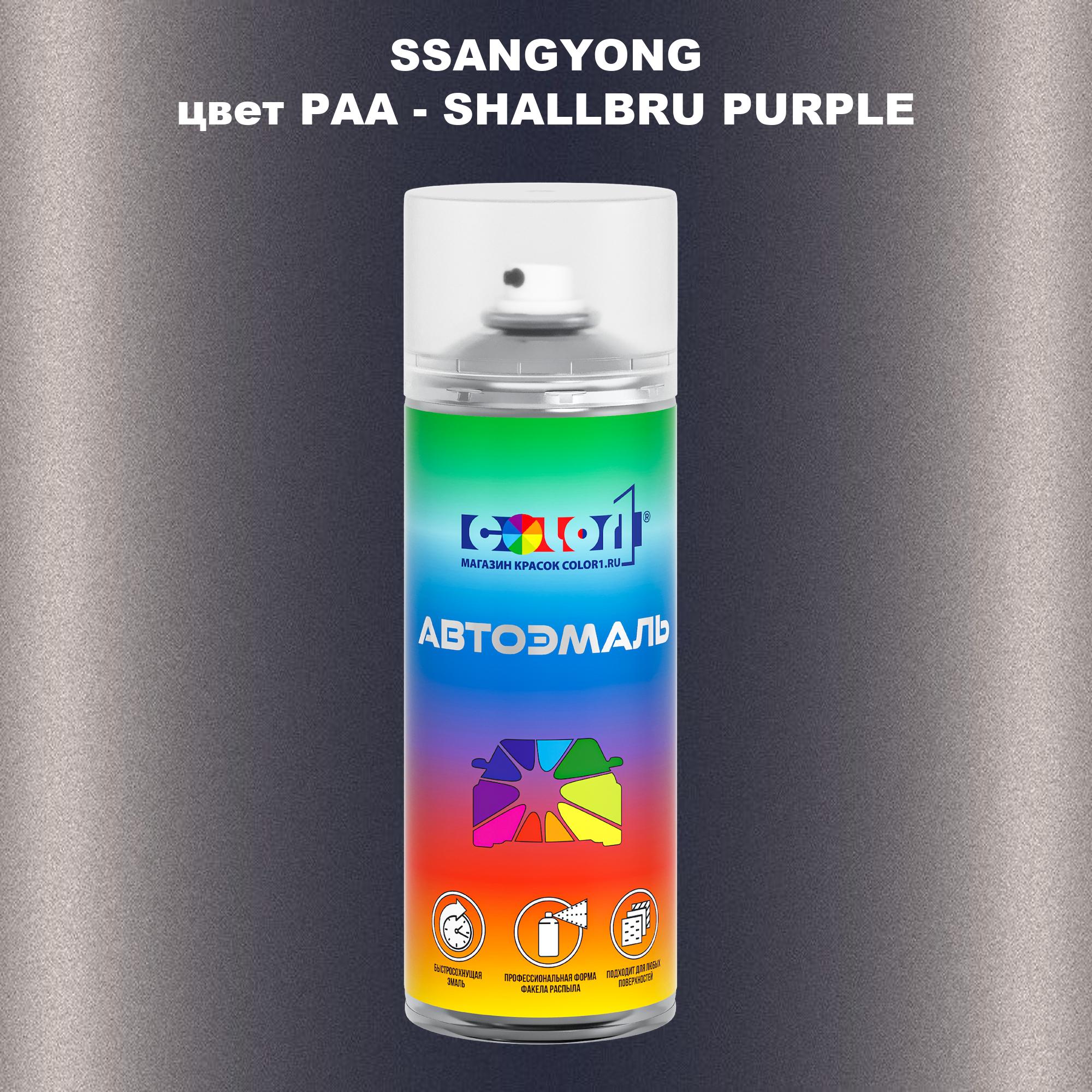 

Аэрозольная краска COLOR1 для SSANGYONG, цвет PAA - SHALLBRU PURPLE, Прозрачный