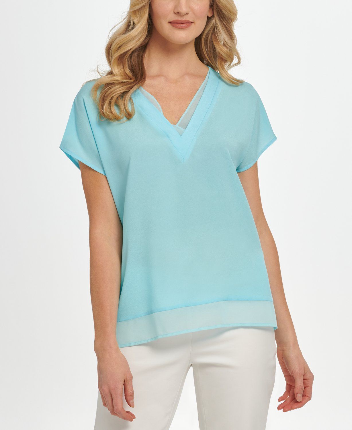 

Блуза женская DKNY P02A7CLZ голубая M, P02A7CLZ