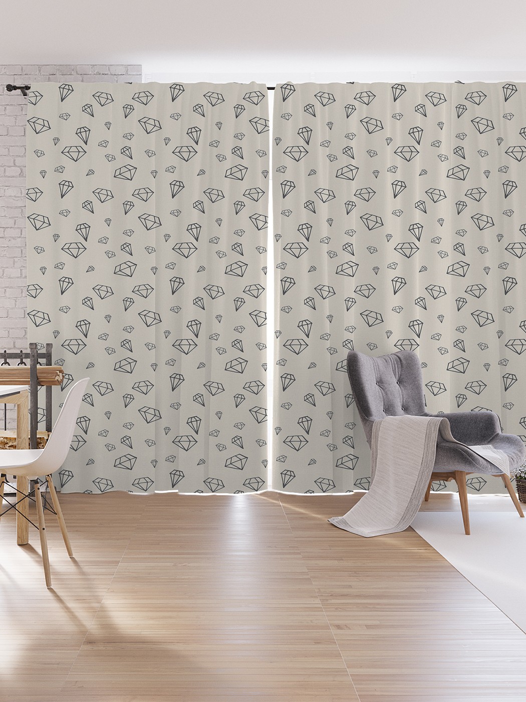 

Шторы под лён JoyArty "Контур бриллианта", серия Oxford DeLux, 340х265 см, Контур бриллианта