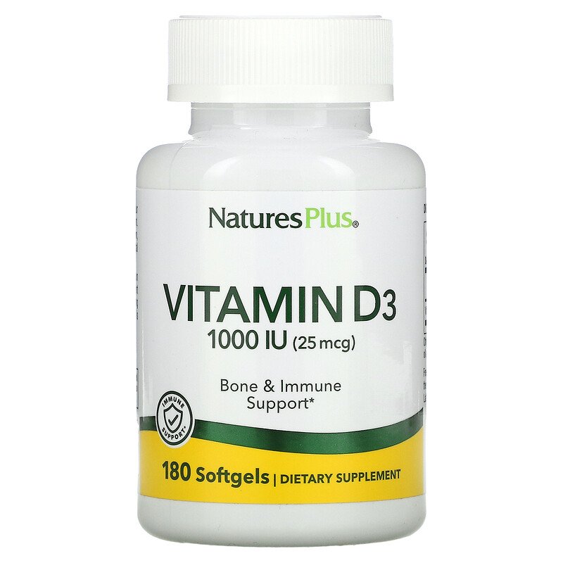 

Витамин D Nature's Plus Vitamin D3 (Витамин D3) 25 мкг (1000 МЕ) 180 капсул