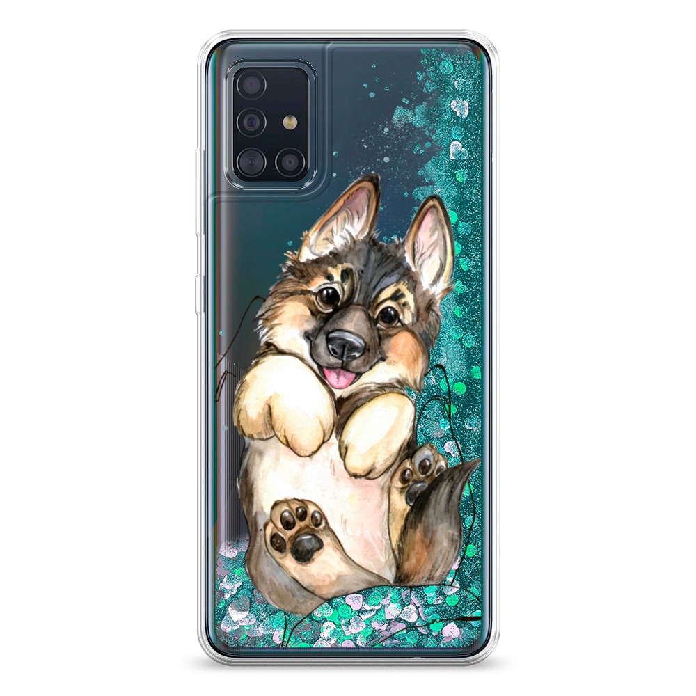

Жидкий чехол с блестками "Овчарка в ладошках" на Samsung Galaxy A51, 28995-1