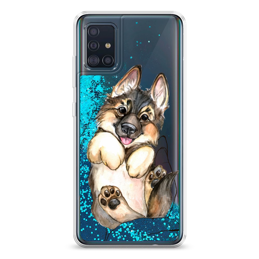 

Жидкий чехол с блестками "Овчарка в ладошках" на Samsung Galaxy A51