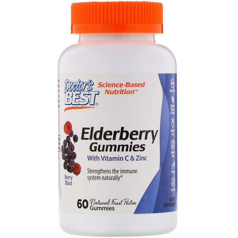 

Витамин C Doctor's Best Elderberry with Vitamin C & Zinc Жевательные таблетки из бузины с