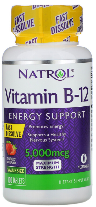 фото Витамин b natrol vitamin b-12 fast dissolve maximum strength таблетки 100 шт.