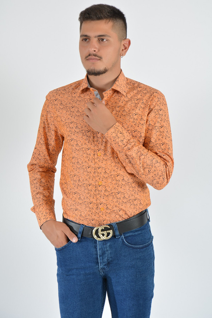 Рубашка мужская Terapi Giyim 23993 оранжевая M (товары доставляются из-за рубежа)