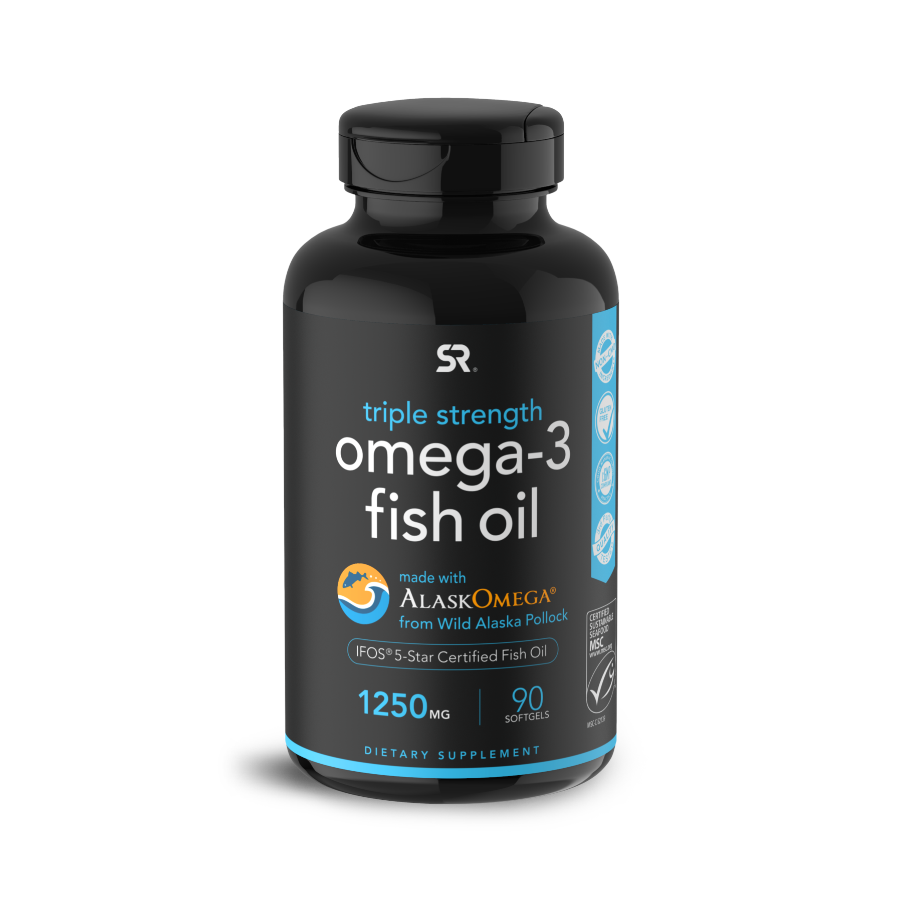 фото Рыбий жир с омега-3 тройная сила 1250 мг, omega-3 fish oil alaskomega 1250mg, sports resea sports research