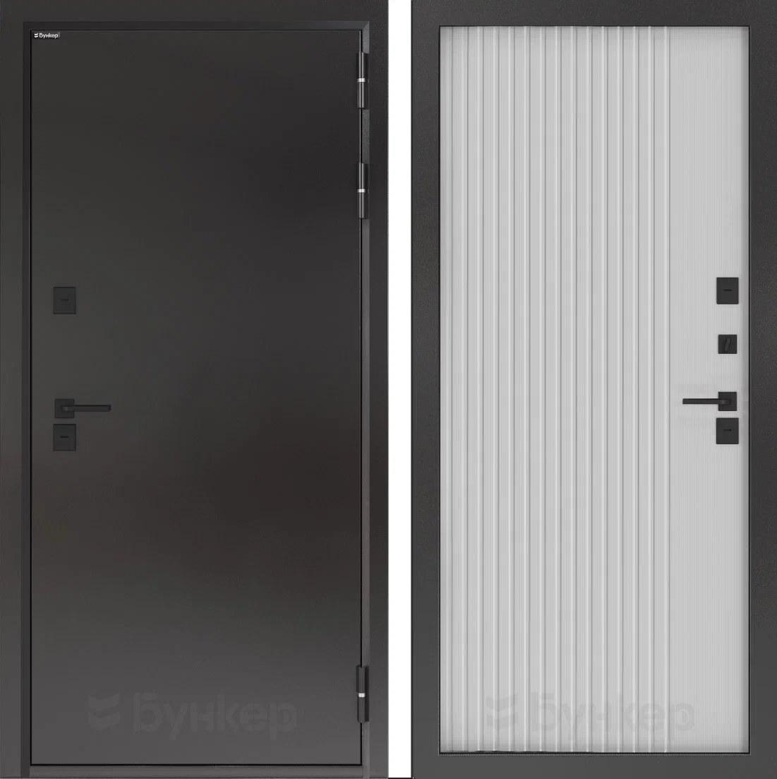 Дверь BUNKER BN-10 Тепло Плюс Хомс Входная уличная 960х2050 правая белый софт рельеф