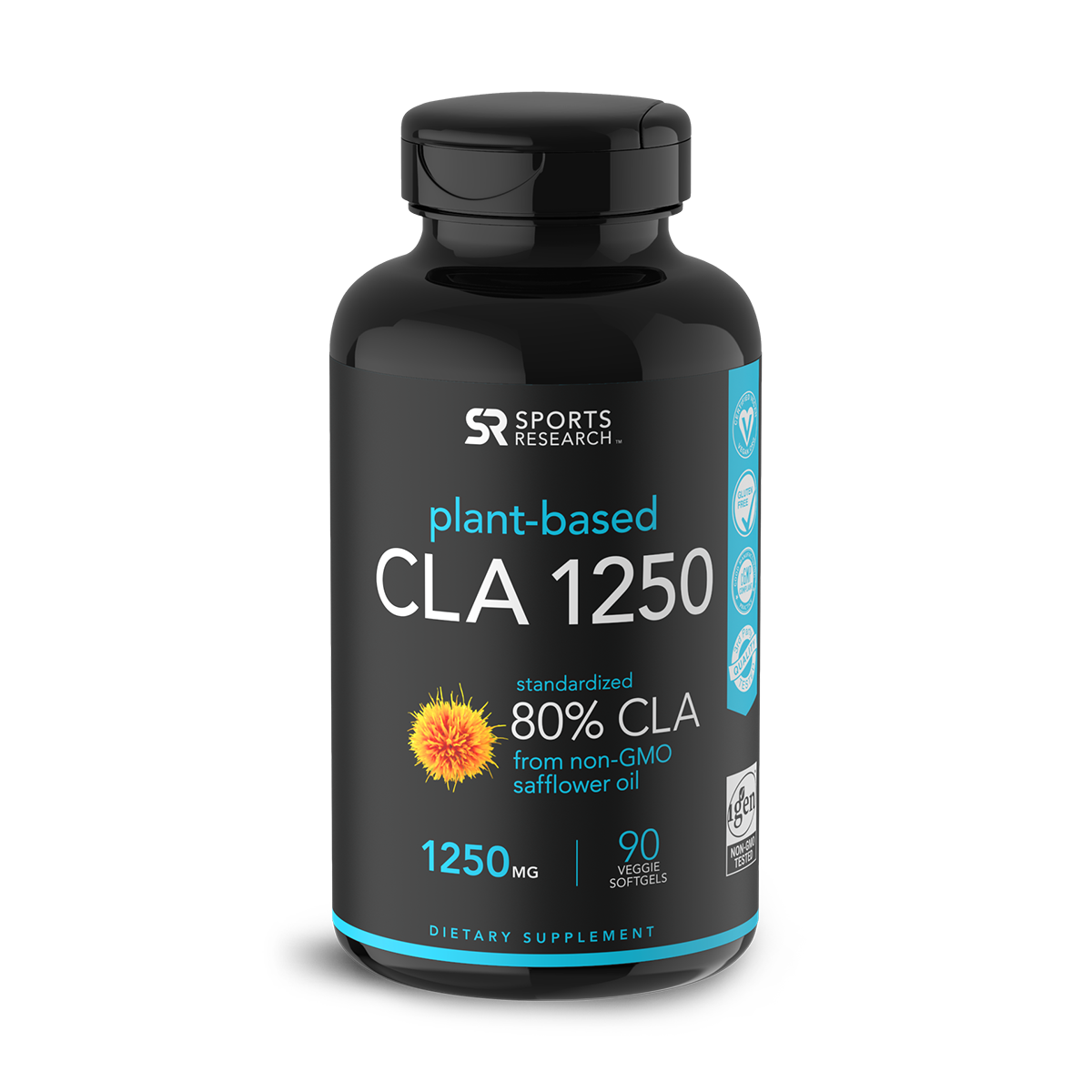 фото Конъюгированная линолевая кислота клк 80% 1250 мг, cla 80% 1250 mg, sports research, 90 ка