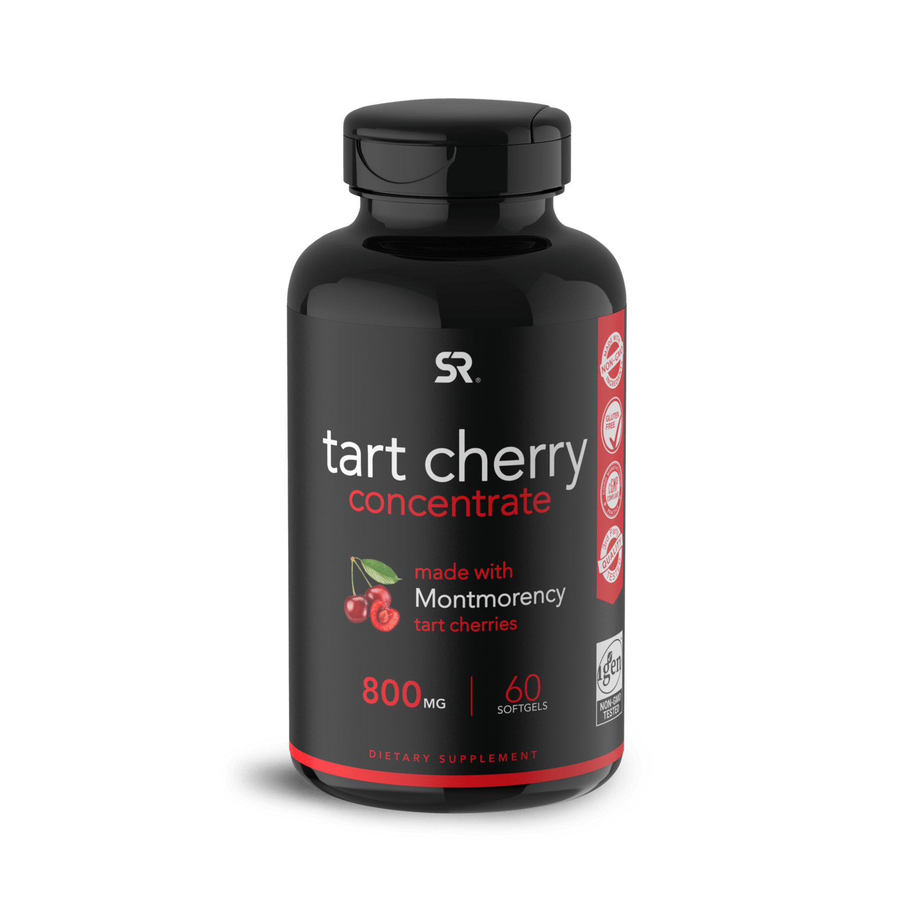 фото Концентрат вишни 800 мг, tart cherry 800 mg, sports research, 60 капсул