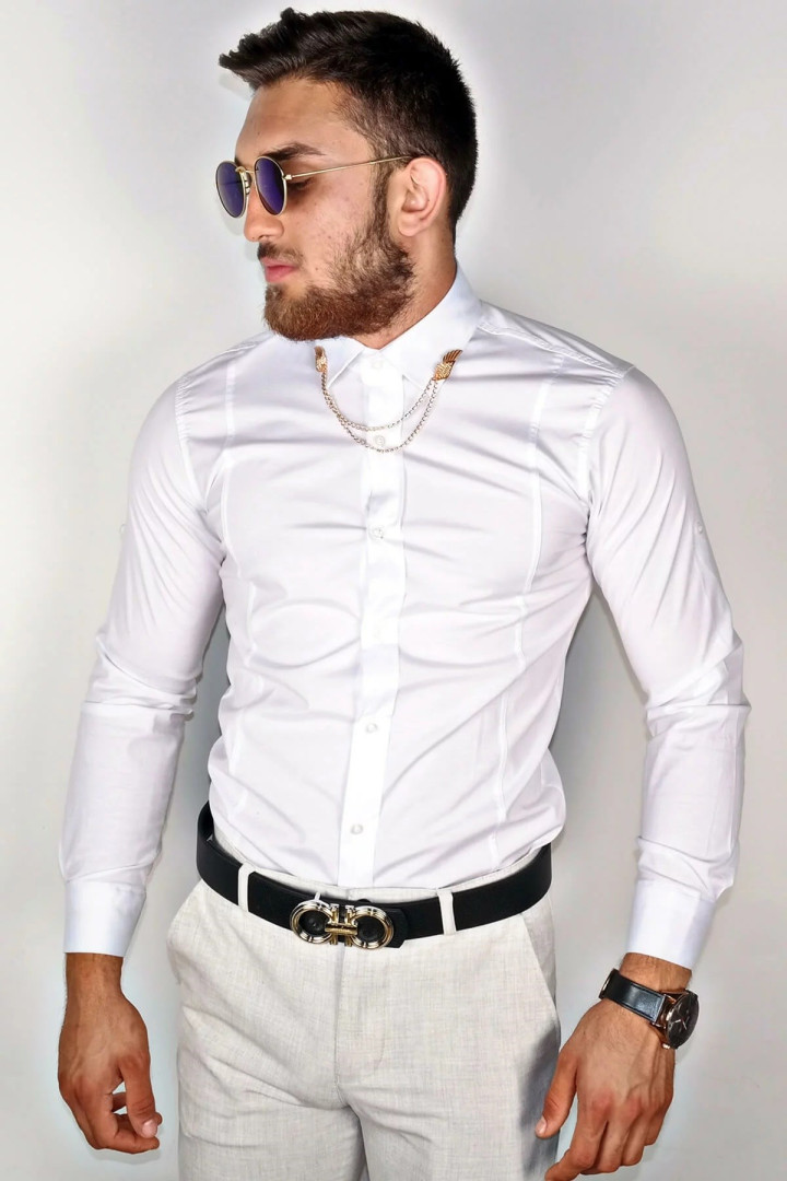 Рубашка мужская Terapi Giyim 23528 белая S (товары доставляются из-за рубежа)