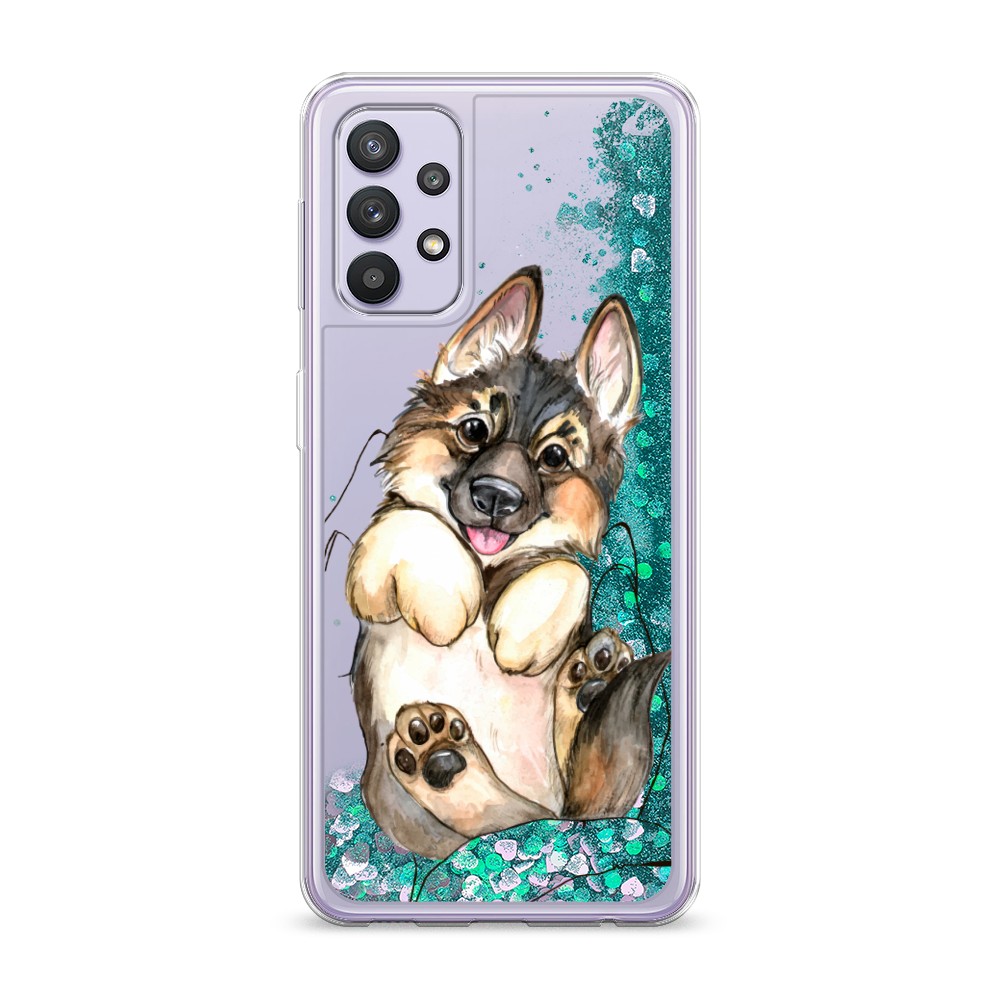 

Жидкий чехол с блестками "Овчарка в ладошках" на Samsung Galaxy A32, 2102095-1
