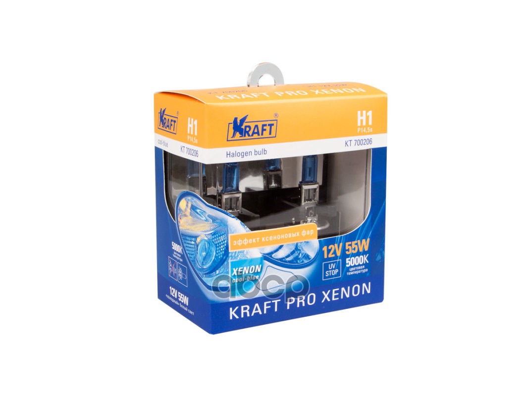 Автолампа H1 12v 55w P145s Kraft Pro Xenon 2шт Блистер Kraft арт KT700206 1500₽