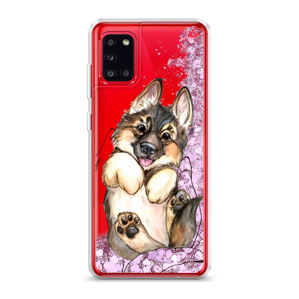 

Жидкий чехол с блестками "Овчарка в ладошках" на Samsung Galaxy A31