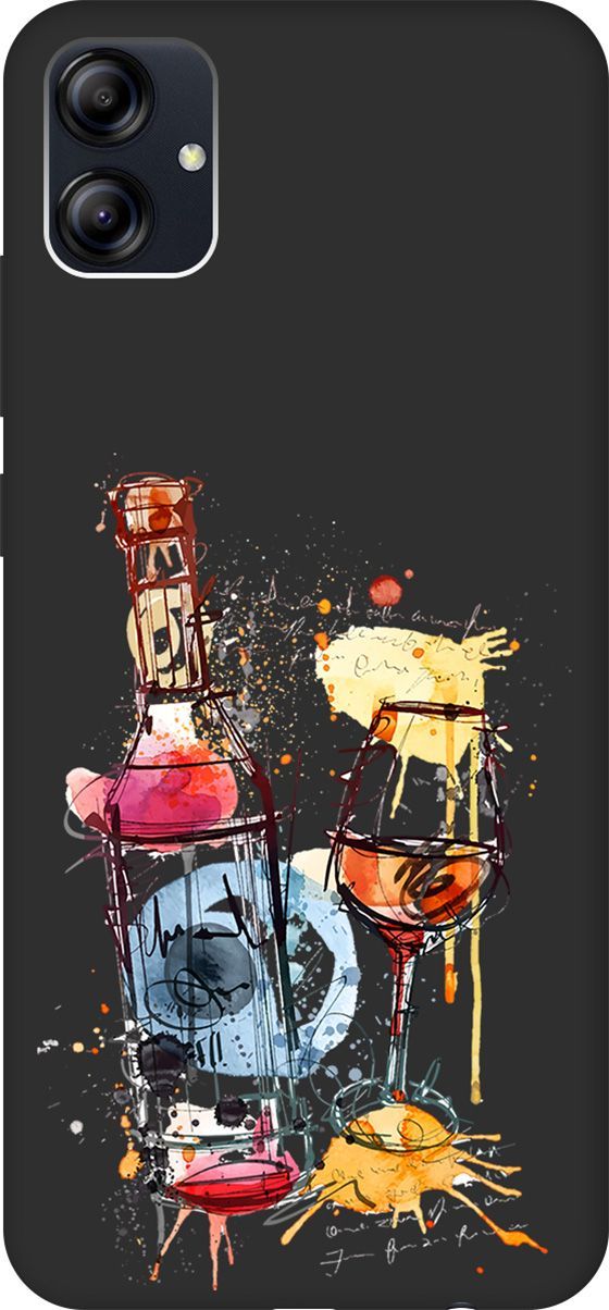 

Чехол на Samsung Galaxy A04e с 3D принтом "Aquarelle Wine" черный, Черный;голубой, 158474