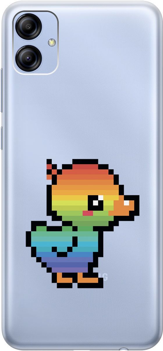 

Чехол на Samsung Galaxy A04e с 3D принтом "Pixel Duck" прозрачный, Прозрачный;желтый, 158472