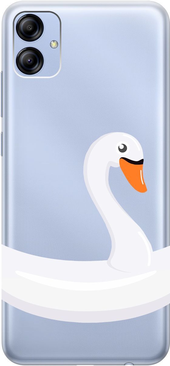 

Чехол на Samsung Galaxy A04e с 3D принтом "Swan Swim Ring" прозрачный, Прозрачный;белый, 158472
