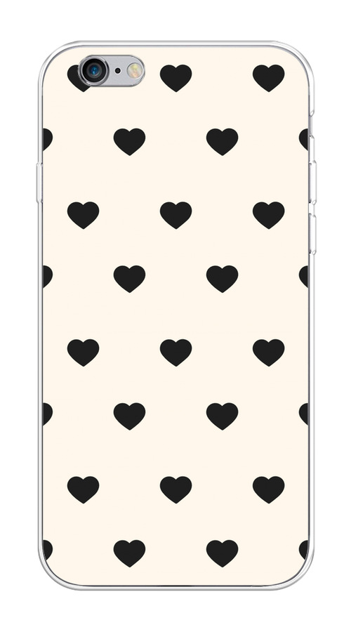 

Чехол на Apple iPhone 6/6S "Черные сердечки на белом", Черный;белый, 0104S50-1