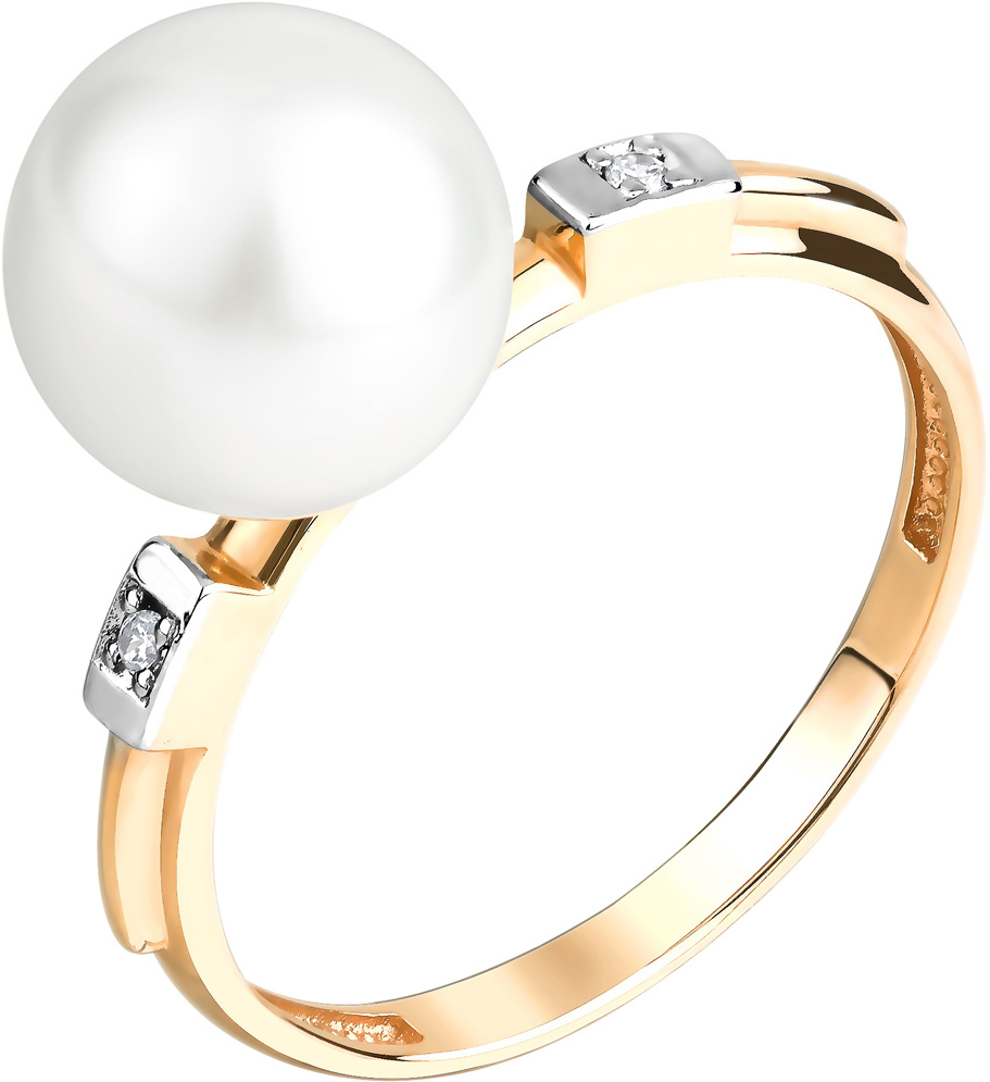 

Кольцо из красного золота с жемчугом и фианитом р. 18 Примаэксклюзив 190-1-1013R, 190-1-1013R