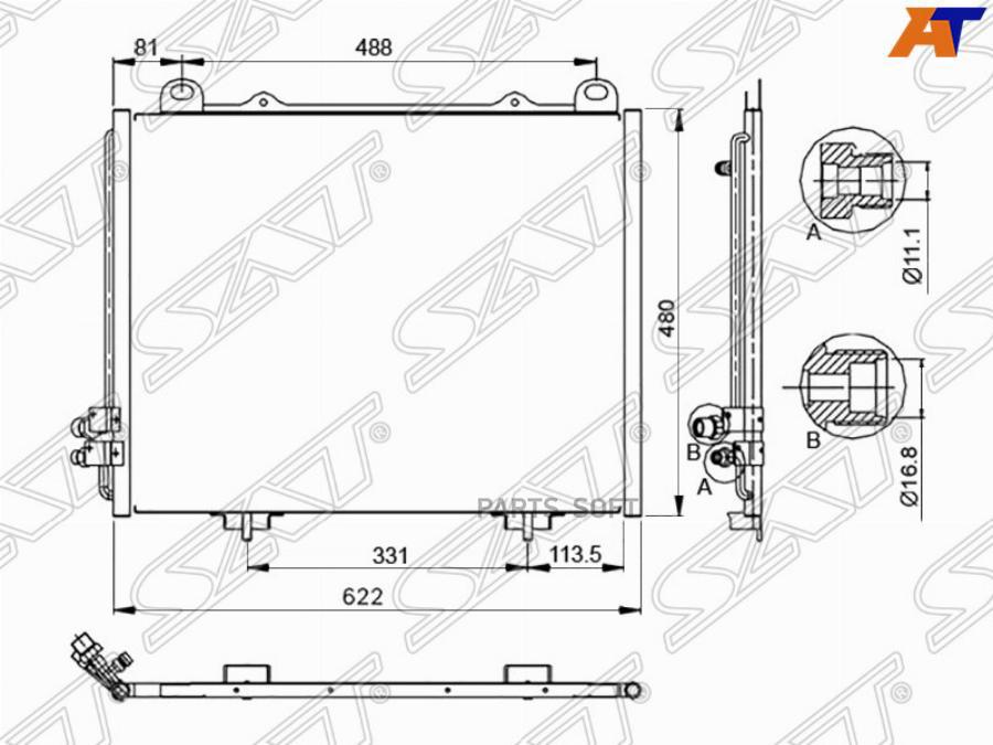 SAT Радиатор кондиционера MERCEDES E-CLASS W210 E200/E230/E240/E280/E320 95-