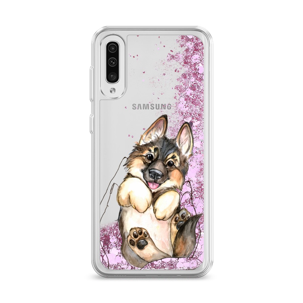 

Жидкий чехол с блестками "Овчарка в ладошках" на Samsung Galaxy A30s