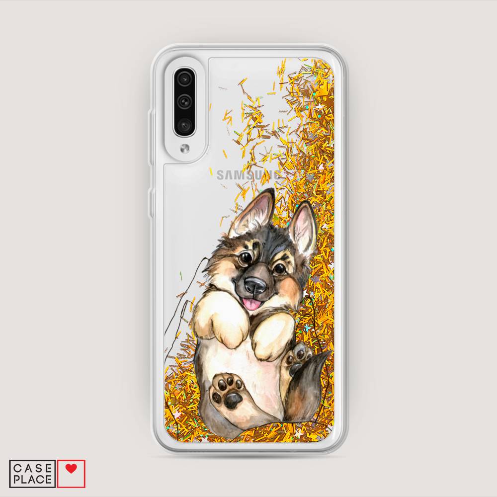 

Жидкий чехол с блестками "Овчарка в ладошках" на Samsung Galaxy A30s, 28890-1