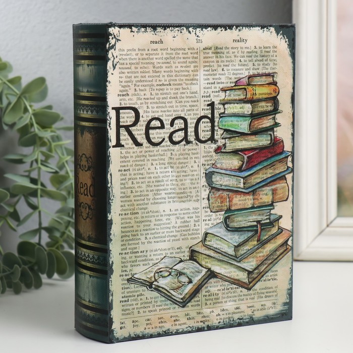 

Шкатулка-книга дерево, кожзам "Книжный клуб" 4,5х13х18 см, Коричневый;бежевый