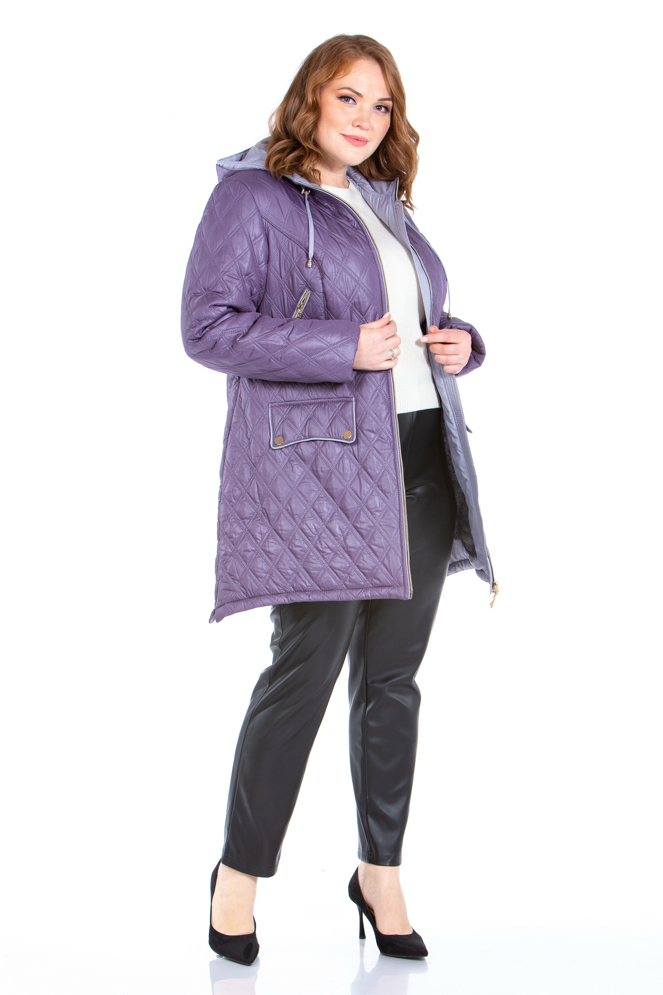 Куртка женская МОСМЕХА 8022623 фиолетовая 54 RU