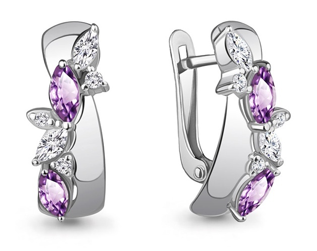 

Серьги из серебра Kari Jewelry 230774, аметист/фианит, 230774