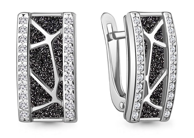 

Серьги из серебра Kari Jewelry 230765, винил/алмазная крошка/фианит, 230765