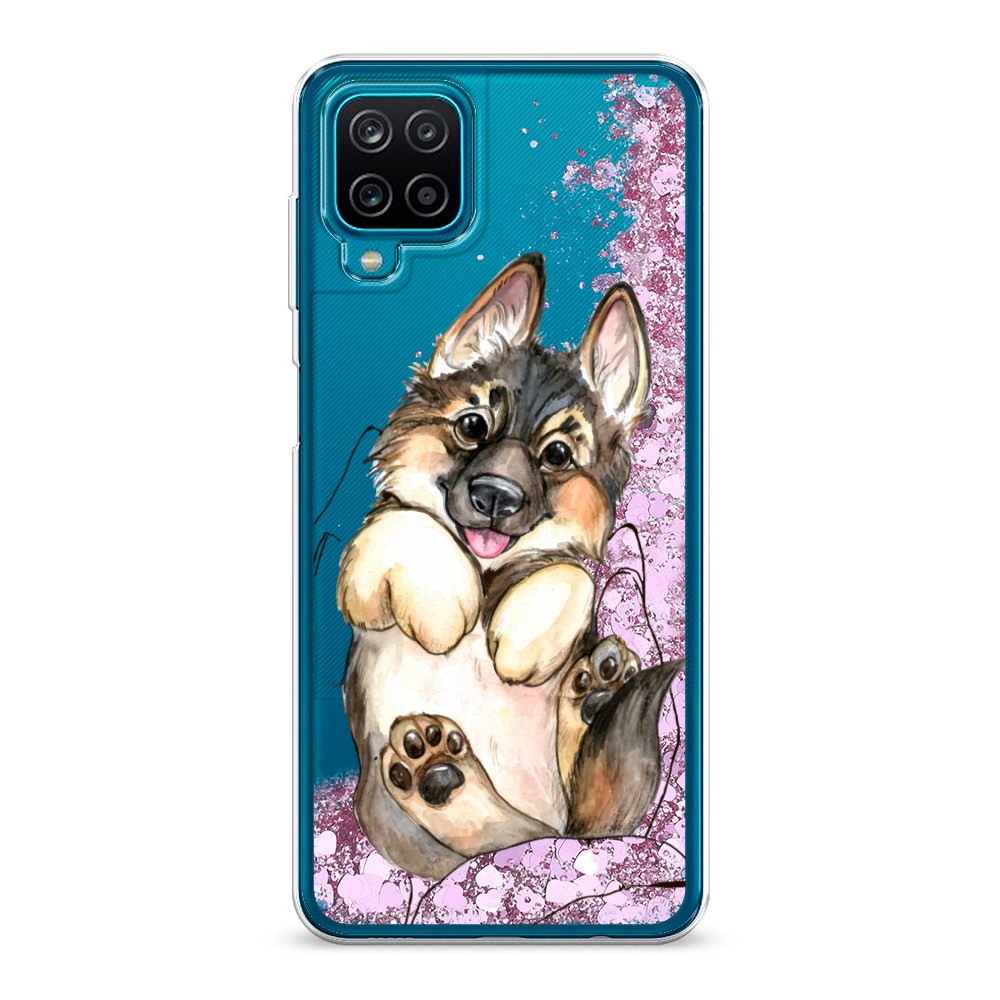 

Жидкий чехол с блестками "Овчарка в ладошках" на Samsung Galaxy A12