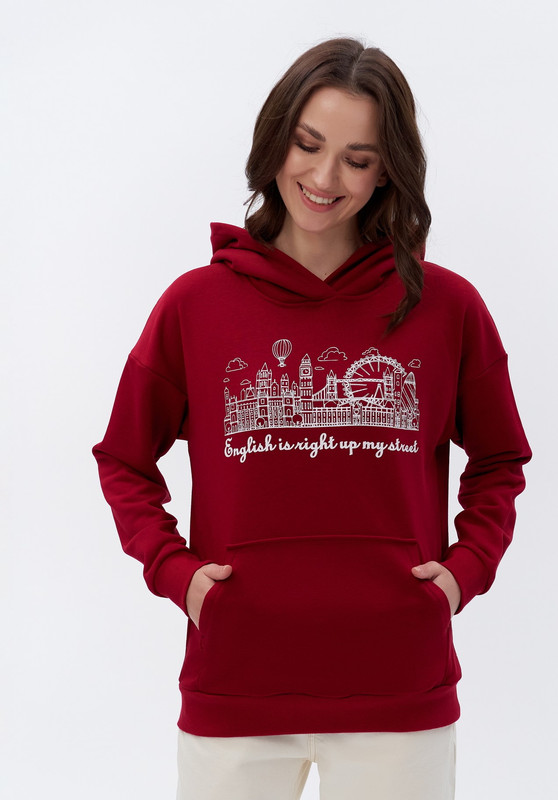 

Худи женское TSC Худи English is right up my street. модель 43-01 бордовое XL, Худи English is right up my street. модель 43-01