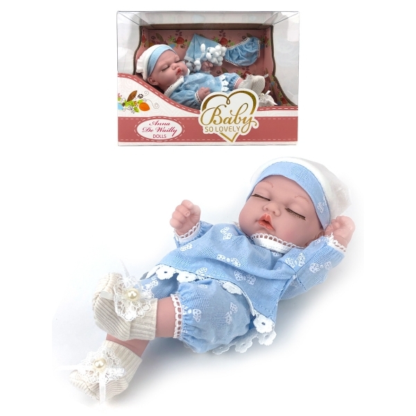 

Пупс Город игр спящий Anna De Wailly Baby, 20 см, голубой костюм