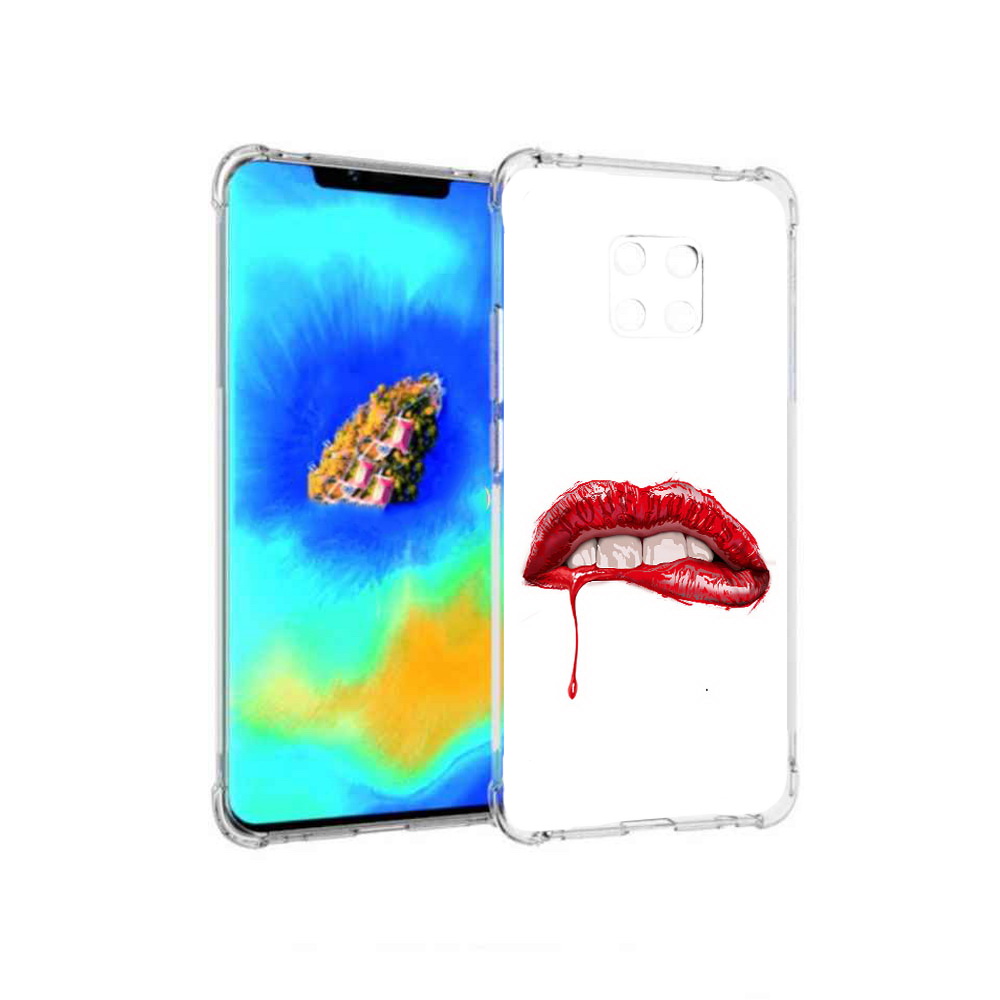 

Чехол MyPads яркие красные губы для Huawei Mate 20 Pro, Прозрачный, Tocco