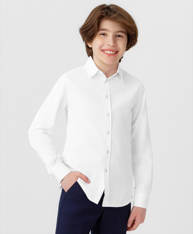 Рубашка приталенная на пуговицах белая Button Blue (128)