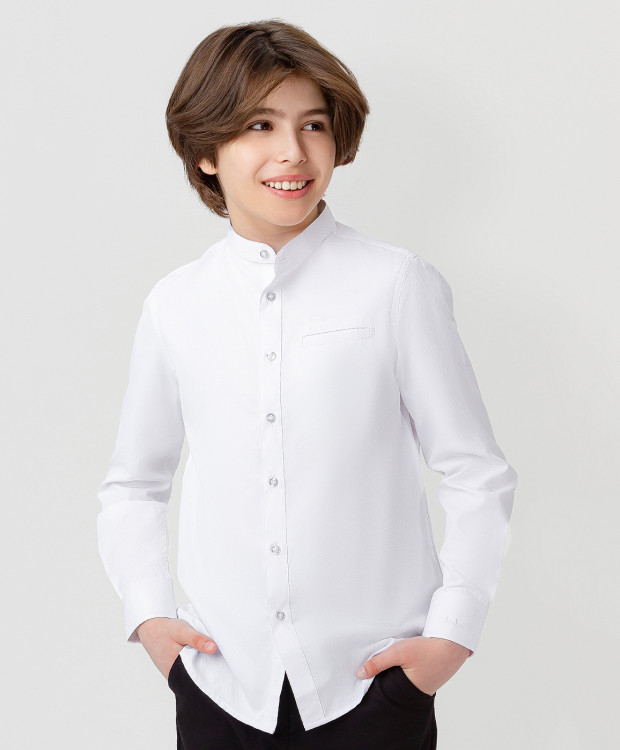 Рубашка на пуговицах с карманом белая Button Blue (170)