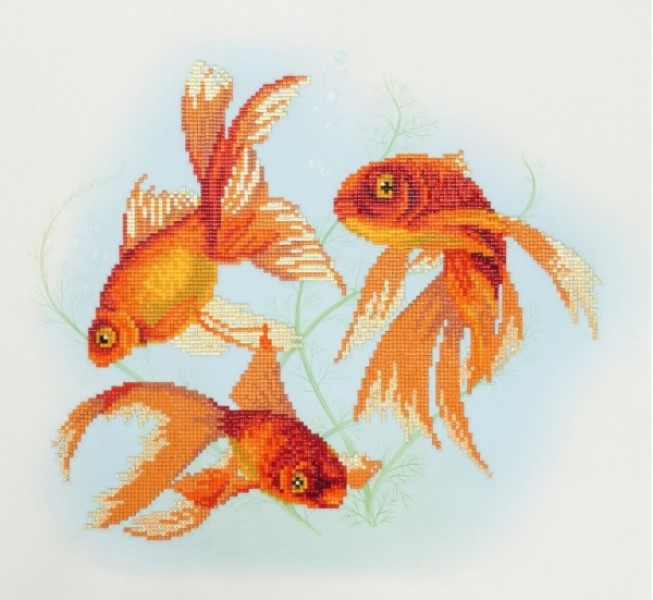 Кристальная мозаика Freya Золотые рыбки ALVR-207, 35х40 см