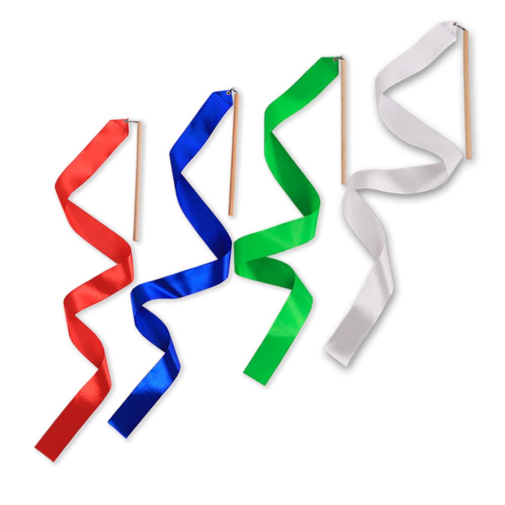 Детские гимнастические ленты на палочке Ecoved 1 м, 12 штук красный, зеленый, синий, белый