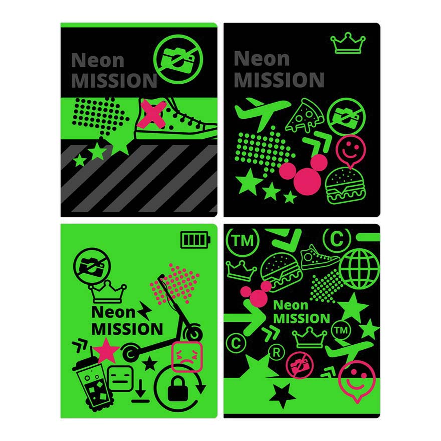 

Тетрадь общая BG Neon Mission 48 листов А5 на скрепке в линию в ассортименте