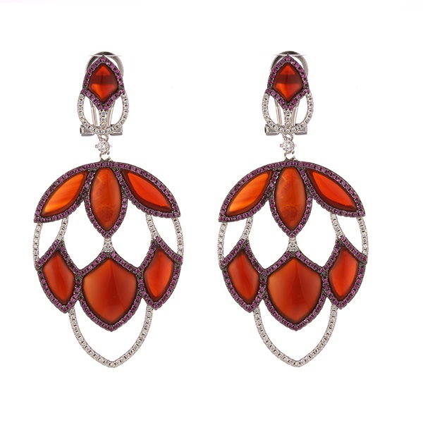 

Серьги шандельеры из серебра с агатом JV AES34213W, AES34213W