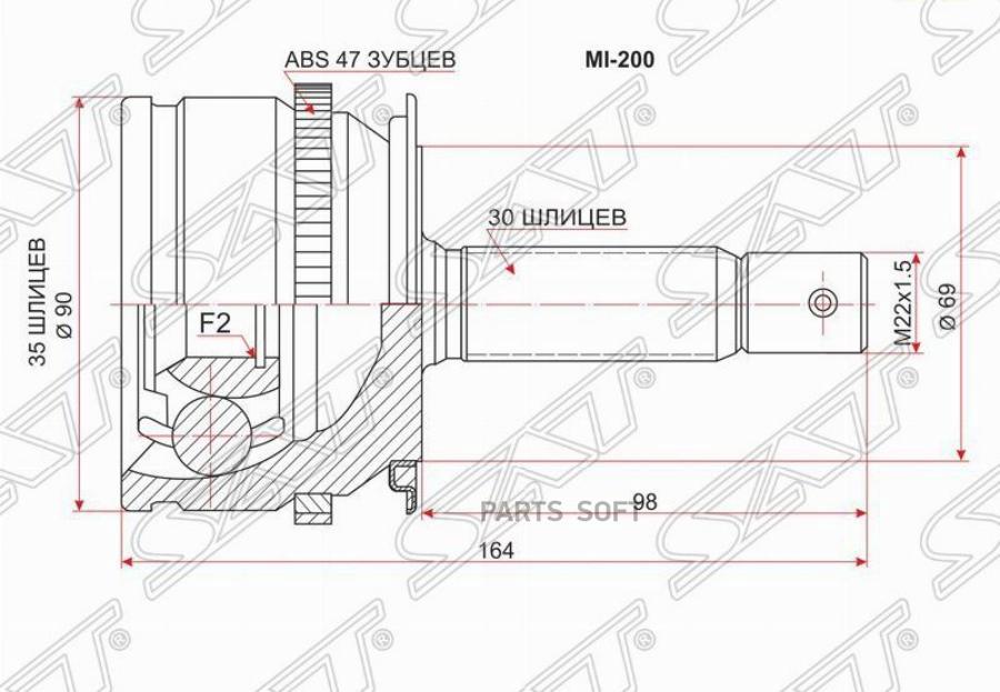 

SAT Шрус наружный MITSUBISHI L200/TRITON KB4T/KB9T 05-/PAJERO SPORT KH8W 08-