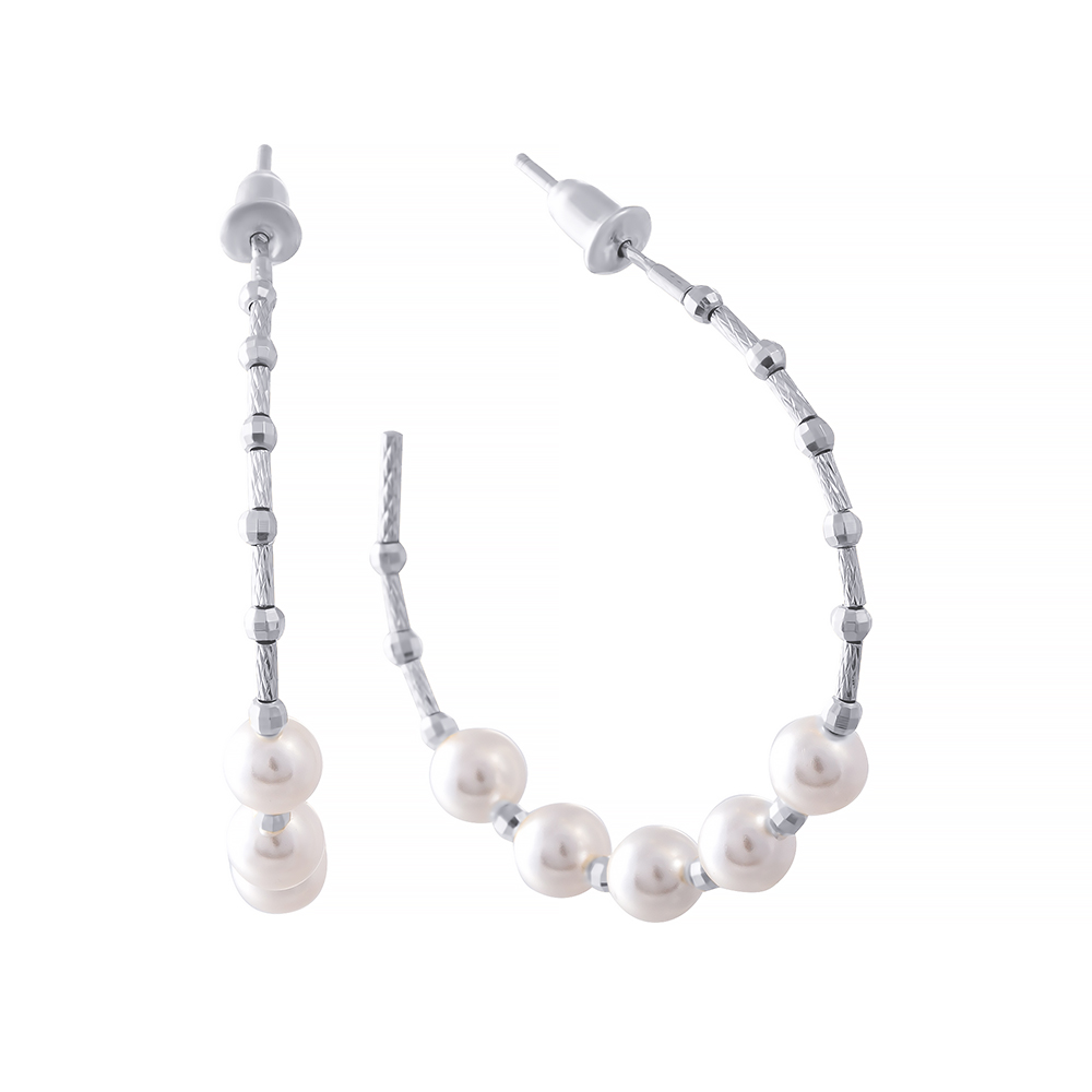 

Серьги конго из серебра с жемчугом JV 10546_SR_WM_WG, 10546_SR_WM_WG