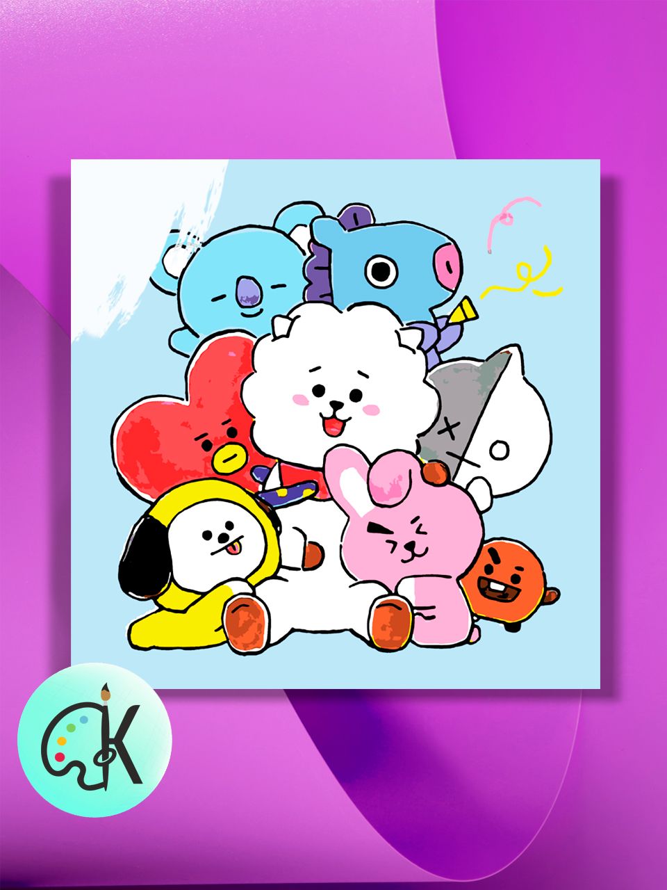 

Картина по номерам на холсте Культура Цвета BTS Chibi, 40 х 40 см, BTS Chibi