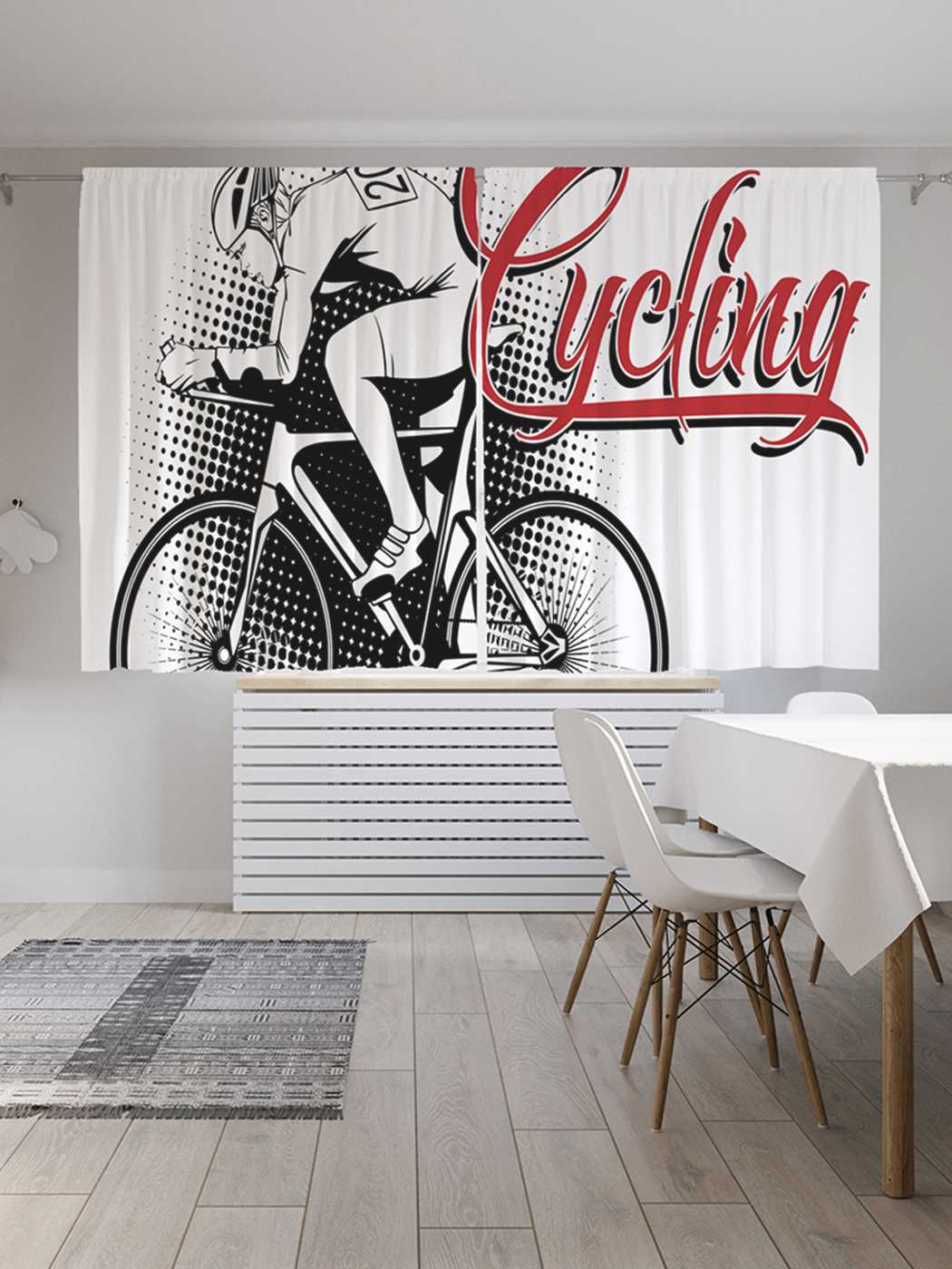 фото Классические шторы joyarty "езда на велосипеде", серия oxford delux, 2 полотна 145x180 см