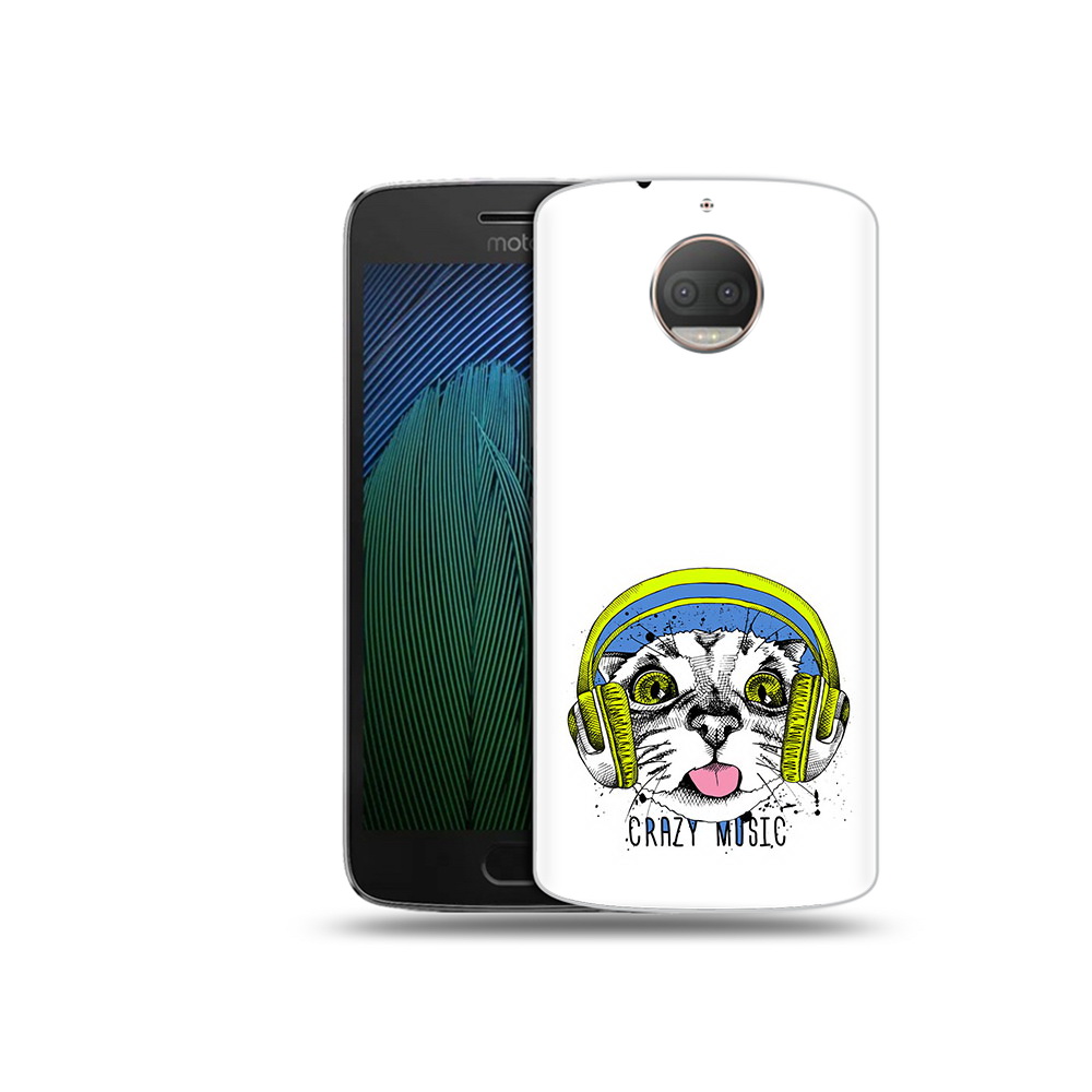 

Чехол MyPads Tocco для Motorola Moto G5S Plus кошка в наушниках рисунок (PT75337.377.403), Прозрачный, Tocco