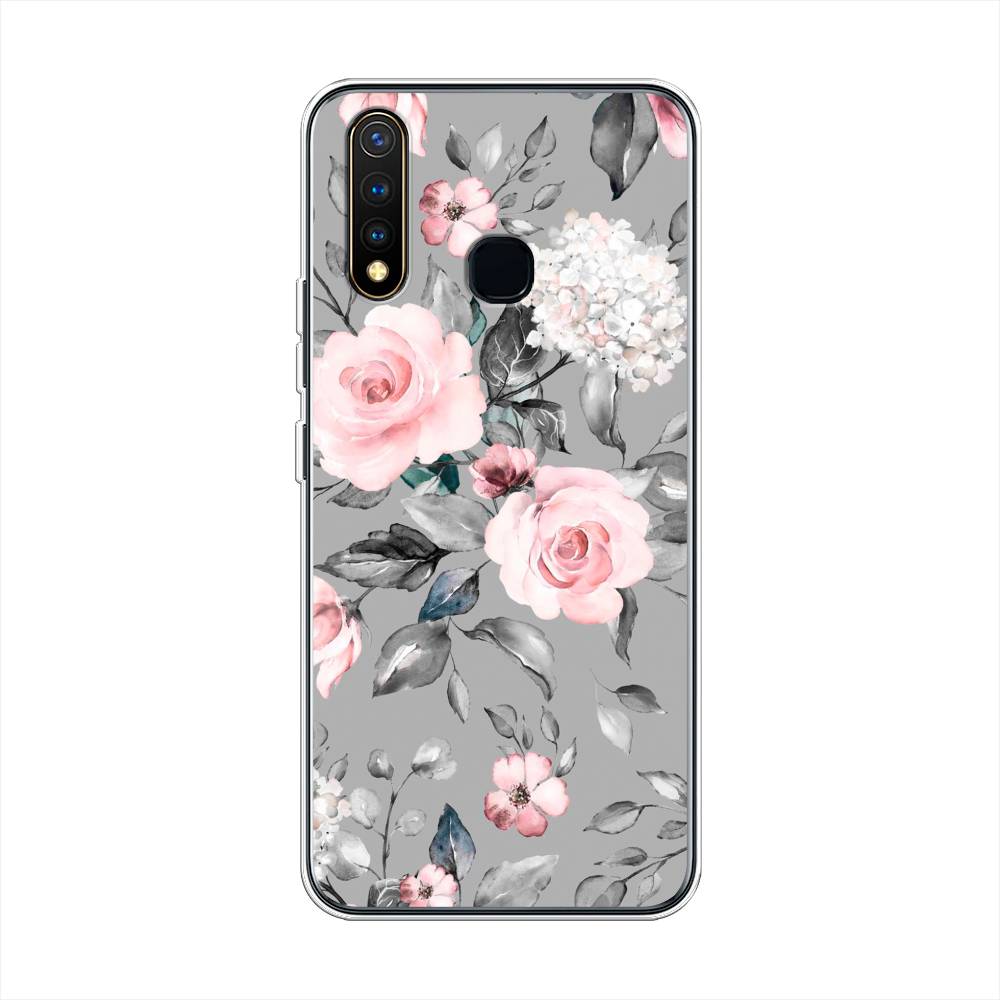 фото Чехол awog "розы на сером" для vivo y19